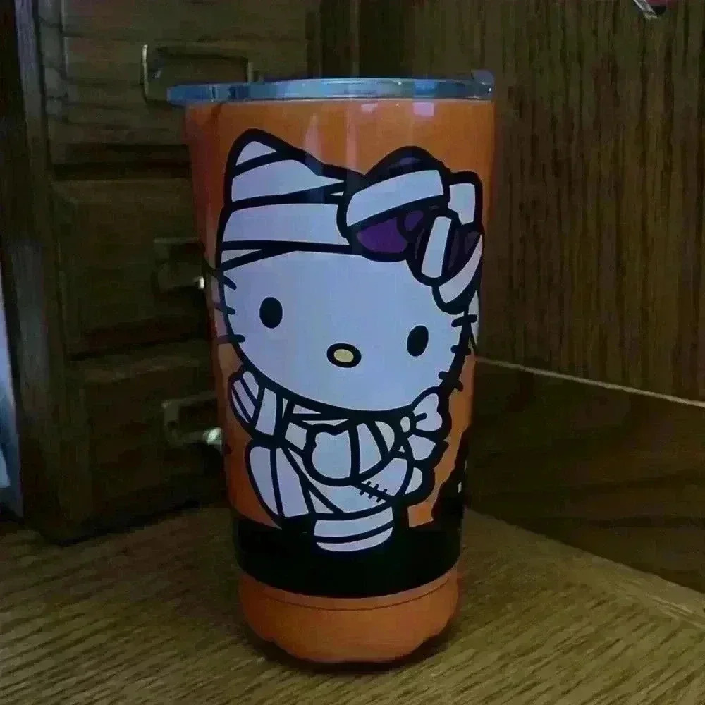 NEW Hello Kitty Halloween Mummy Ghost Insulated Travel Tumbler Mug orange